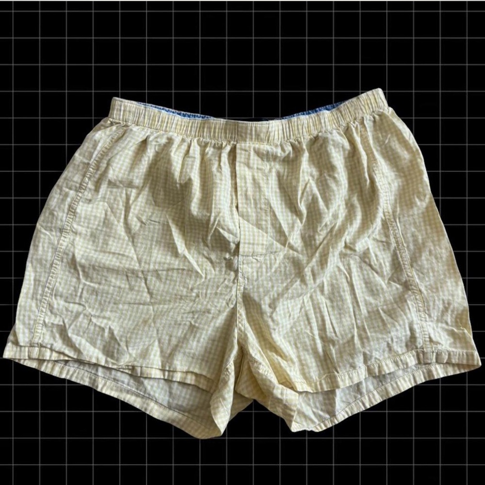 BANANA REPUBLIC Men's Lightweight Yellow Check Elastic-Waist Shorts
